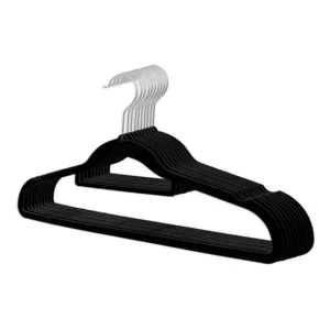 10 Un Cabides De Veludo Resistente Ultrafino Tamanho Adulto Cor Preto