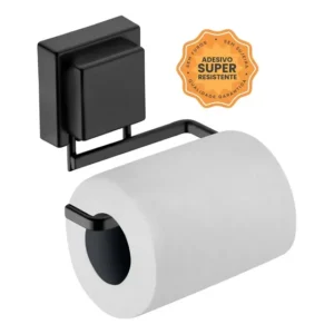 Suporte De Papel Higiênico Para Banheiro, Adesivo Super Resistente - Future Preto Fosco