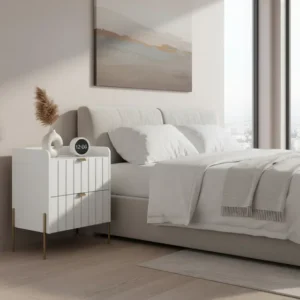 Conjunto 2 Mesa De Cabeceira Casal Com Gaveta Em Laca 45cm