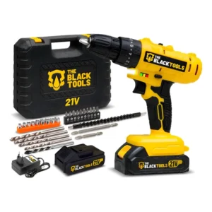 Parafusadeira Furadeira 21v Bivolt 2 Baterias 3/8" 10mm Profissional 50/60hz The Black Tools
