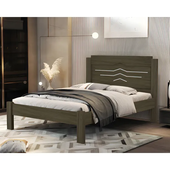 Cama De Casal Sofia - Castanho E Branco Cor Castanho/branco