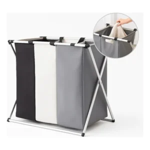 Cesto Organizador De Roupas De Lavanderia 3 Compartimentos Multicor