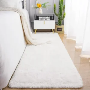 Tapete Texfine Passadeira Felpuda Branco Beiradecama 200x60 Antiderrapante