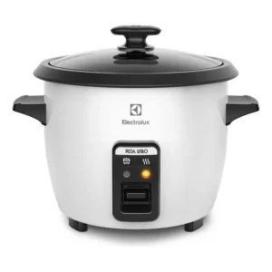 Panela Elétrica Electrolux vapor arroz capacidade 1,3L 7 xícaras manter aquecido panela removível antiaderente tampa vidro RCB50 branca por Rita Lobo​