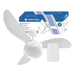 Ventilador de teto Ventisol Fênix branco com 3 pás de plástico 96 cm de diâmetro