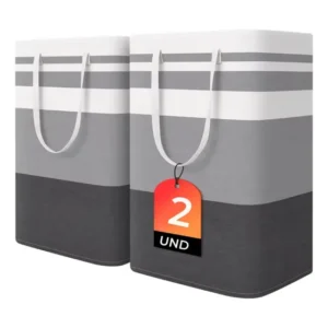 2 Cesto Grande 70 Litros Dobravel Lavanderia Banheiro Roupas Cinza Flexivel Impermeavel Com Alças Lavavel