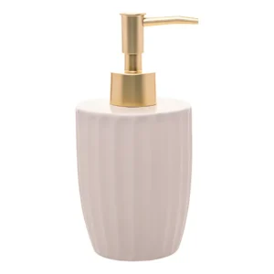 Porta Sabonete Liquido Luxo Lavabo Em Cerâmica Creme 330ml