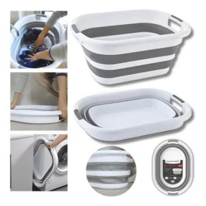 Bacia Retrátil Dobrável 26l Silicone Alça Flexível Multiuso Cor Branco Branco