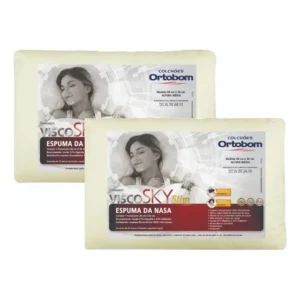 Kit 2 Travesseiros Visco Sky Slim Nasa Antialergico Ortobom Bege