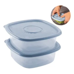 Conjunto 2 Potes Plástico Pop Quadrado 2 Litros Para Alimentos Plasútil Cor Azul Clean