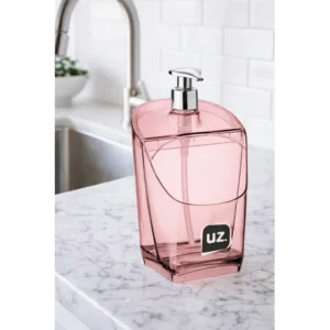 Porta Detergente Transparente Esponja Com Dosador Acrilico Cor Rosa