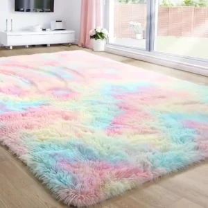 Tapete moderno luxo estampado liso felpudo macio Costa Oro Shaggy cor Tie dye felpudo - de 2m x 1.5m