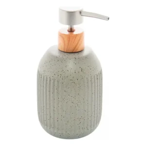 Porta Sabonete Líquido De Cerâmica Lines Cinza Lyor 430ml