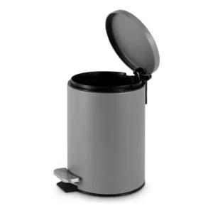 Lixeira Inox 3 L Com Pedal Balde Removível Acabamento Matte Cinza