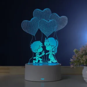 Luminária Casal Noivos Namorados Abajur De Mesa 3d Estrutura Branco