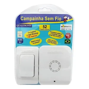 Campainha Sem Fio 150m Tomada Pilha White Qualitronix Cor Br Branco 127/220v