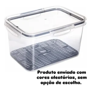 Pote Hermético Retangular Com Escorredor 4 Litros Plasutil Cor Transparente