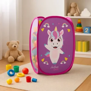 Cesto Roupa Organizador Multiuso Infantil Art House Dobrável Poliéster Unicórnio