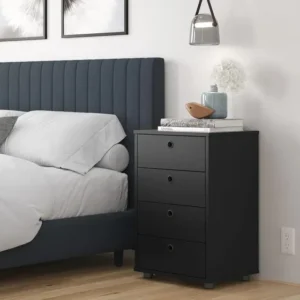 Mesa De Cabeceira Quarto Multiuso Classic 4 Gaveteiro 70x40 Fosco Preto