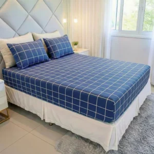 Jogo De Lençol Cama Queen Size 3 Peças Box Estampado Com Elástico Malha 100% Algodão Cozzilar Toque Macio Hotel Pousada Modelo 13