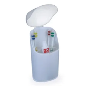 Porta Escovas De Dente E Pasta C/tampa Movél Plástico Arthi Branco