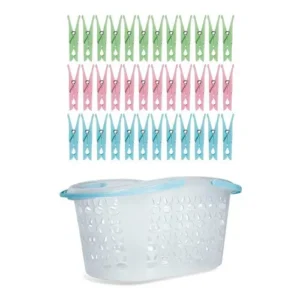 Cesto Com 36 Pregadores De Roupa Varal Mor Colorido