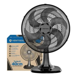 Ventilador De Mesa Oscilante 40 cm 6 Pás Turbo Preto Ventisol