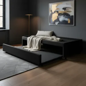 Bicama Box Para Dois Colchões Solteirão 96x203 Suede Preto