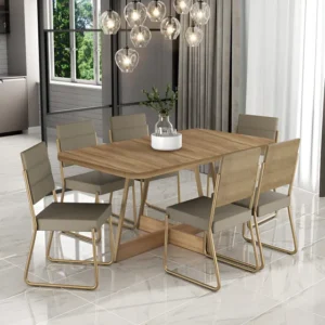Conjunto Sala De Jantar 6 Cadeiras Charlotte Carraro Dourado