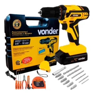 Furadeira Parafusadeira 12v Kit Vonder + Kit De Ferramentas