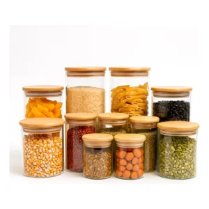Kit 11 Potes De Vidro Herméticos Com Tampa De Bambu - Tud Marrom-claro