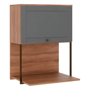 Armário Aéreo Cozinha Bella 2605 C/ 1 Porta 60cm Nogal/cinza