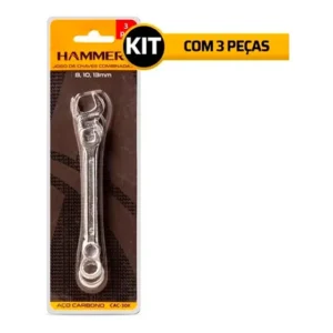 Kit 3 Peças Chave Combinada Aço Carbono Cromado