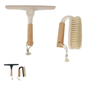 Kit Rodo De Pia Dobravel + Escova De Limpeza Cabo De Bambu