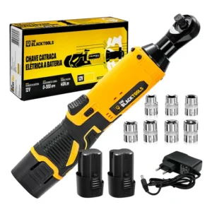 Chave Catraca Elétrica Bivolt 3/8pol 45nm Com 2 Baterias 12v Amarelo 12v