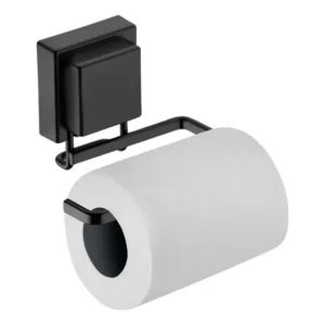 Suporte Porta Papel Higiênico Banheiro Ventosa Preto Fosco