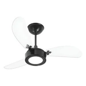 Ventilador de Teto Silencioso Venti-Delta LED Preto Pás Transparentes