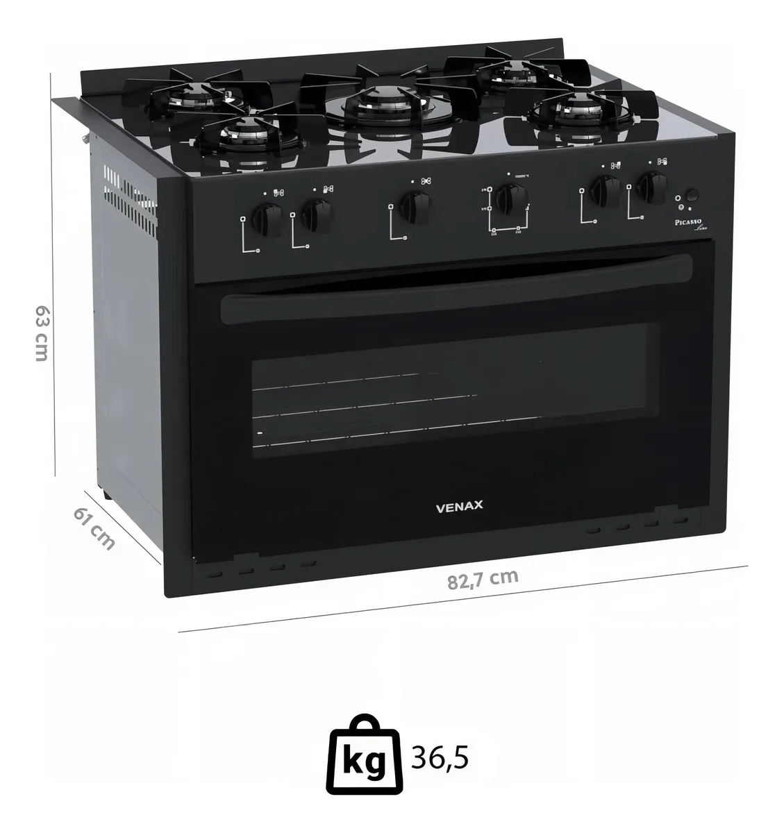 Fogão a Gás de Embutir Venax Picasso Line 5 Bocas Mesa de Vidro Acendimento Automático Bivolt - Imagem 6