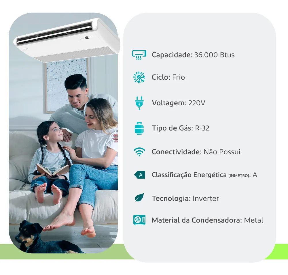 Ar Condicionado Piso Teto Inverter Plus Elgin 36000 Btus Frio Cor Branco - Imagem 6