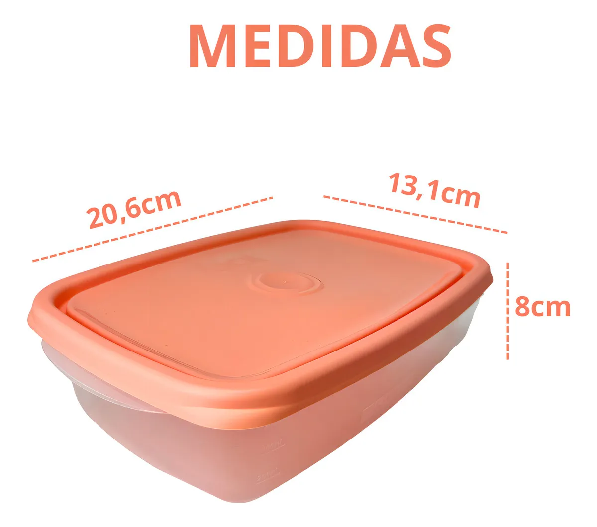3 Pote Plástico 785ml Retangular Microondas Freezer Bpa Free Cor Cinza Sanremo - Imagem 6