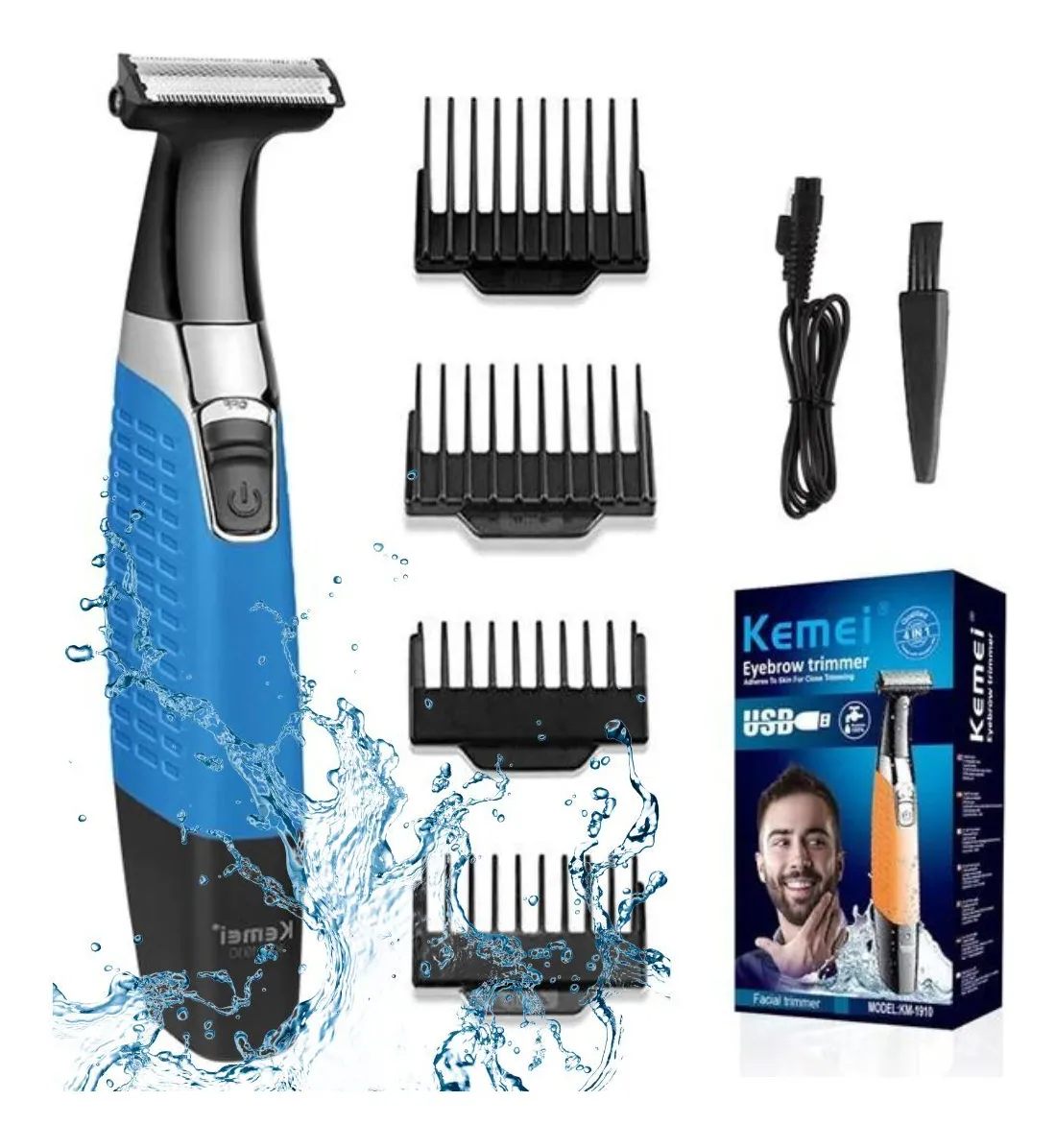 Barbeador Kemei Km-1910 Cor Azul - Imagem 6