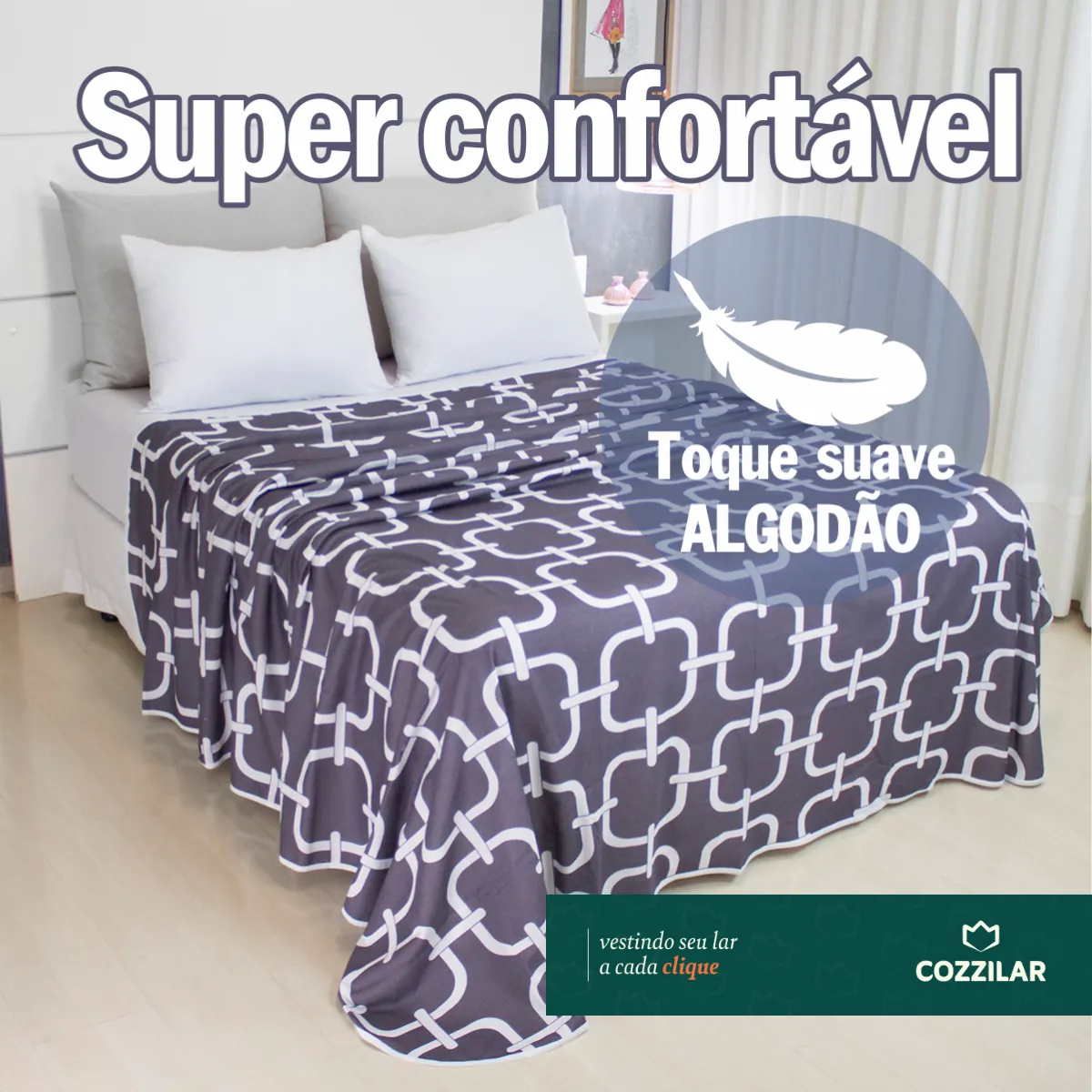Lençol De Cobrir Casal 2,20x2,20 Malha 100% Algodão 140g Fio 24/1 Cardado Toque Macio Respirável Não Encolhe Não Dá Bolinha Viés Reforçado Cozzilar Modelo 3 - Imagem 7