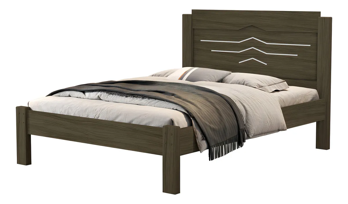 Cama De Casal Sofia - Castanho E Branco Cor Castanho/branco - Imagem 3
