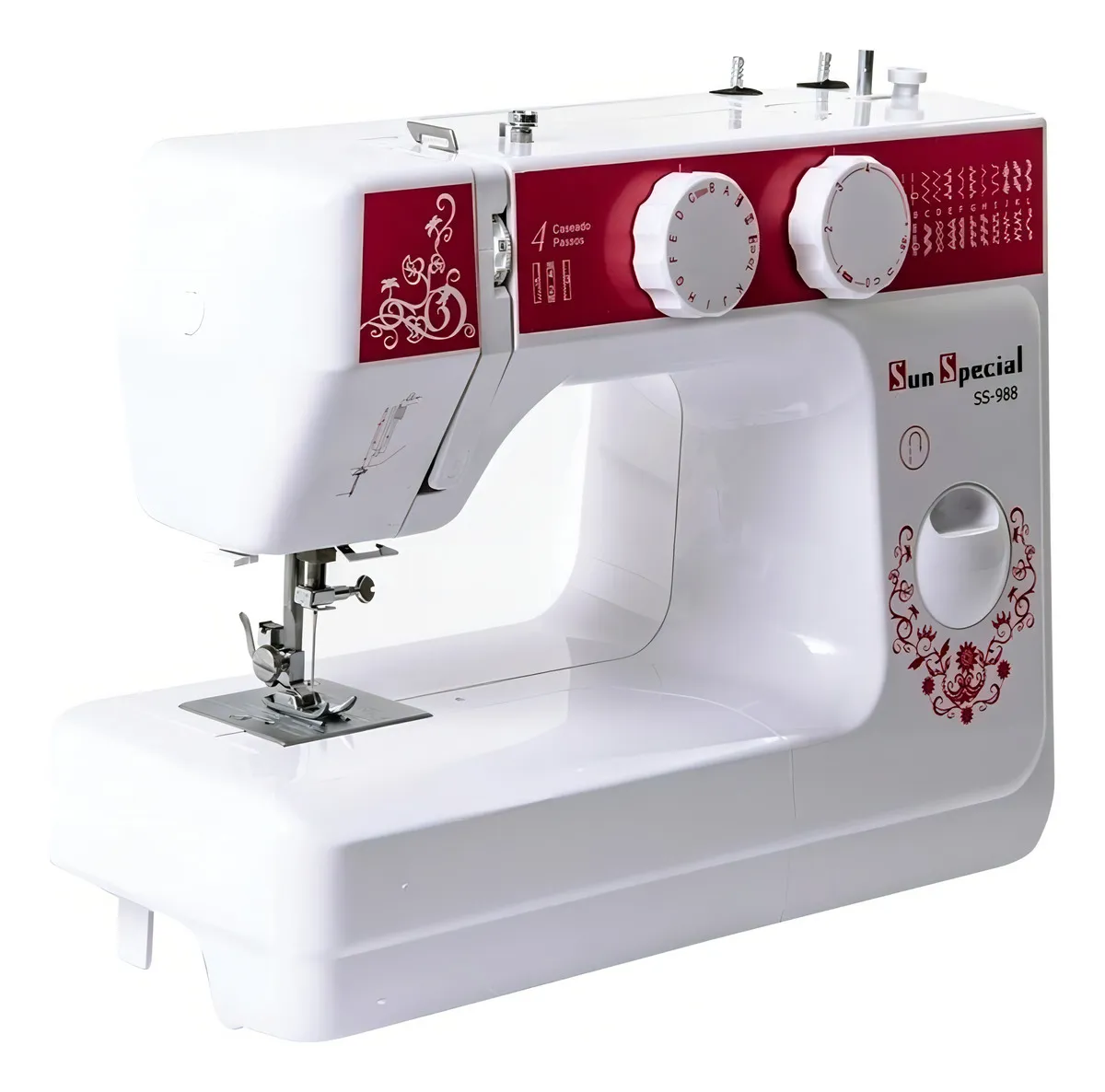 Máquina de Costura Portátil Sun Special Sun Lady SS-988 24 Pontos Vermelha - Imagem 6
