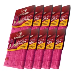 Pano De Chão Microfibra Grande 70x50cm Rosa Kit C/ 10 Panos