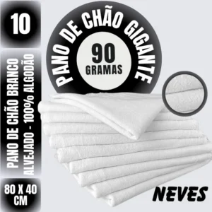 Pano De Chão Neves Algodão 80x40cm Kit 10un Superabsorvente Limpeza