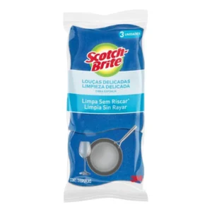Esponja Azul Não Risca Limpeza Delicada Scotch-brite 3 Unidades