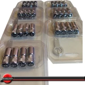 Kit 15 Bicos Pneu Roda C/ Antifurto Preto E Prata