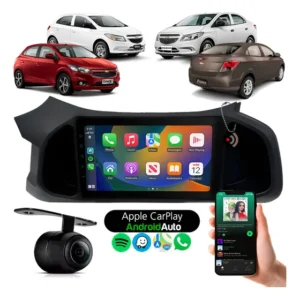 Multimídia 9 Carplay Moldura Câmera Ré Prisma 2012 A 2019