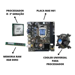 Kit Processador I5 3470 3ª Geração + Placa H61 1155 + 8GB DDR3 1600MHz Alligator